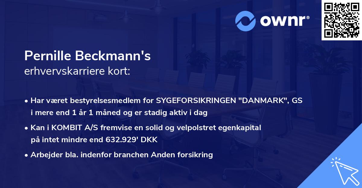 Pernille Beckmann's erhvervskarriere kort