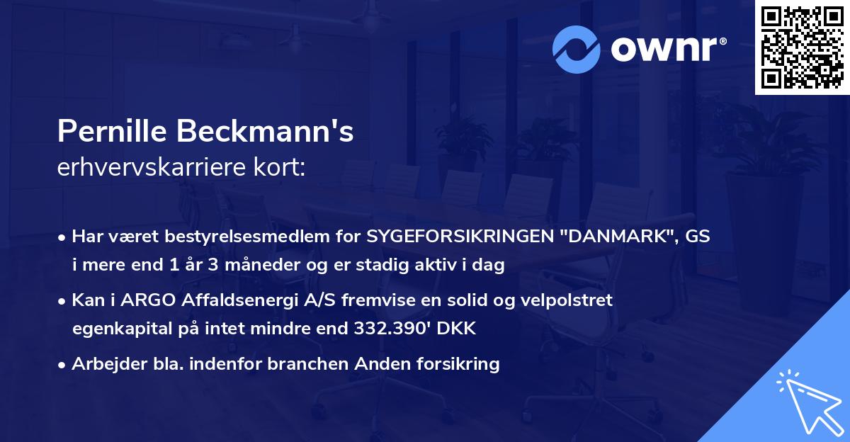 Pernille Beckmann's erhvervskarriere kort
