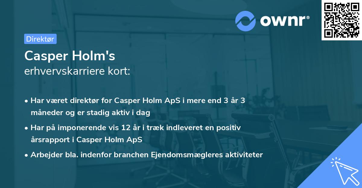 Casper Holm's erhvervskarriere kort