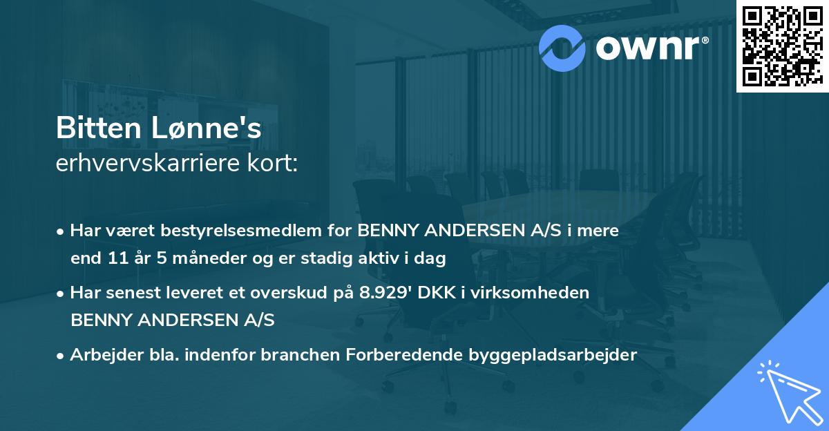 Bitten Lønne's erhvervskarriere kort