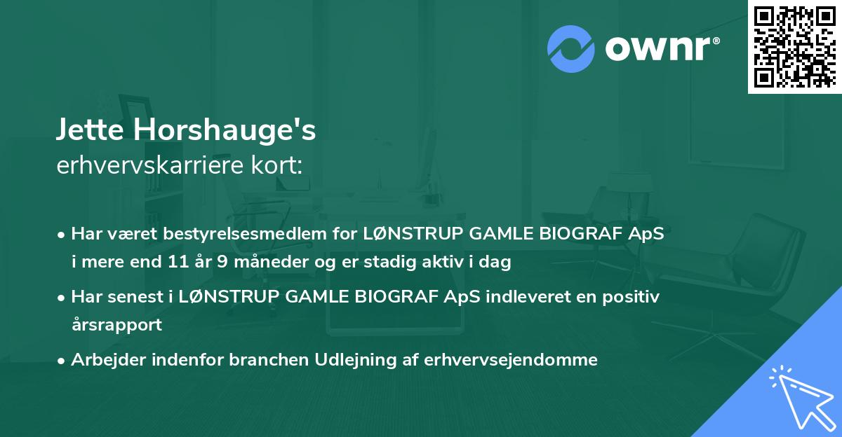 Jette Horshauge's erhvervskarriere kort