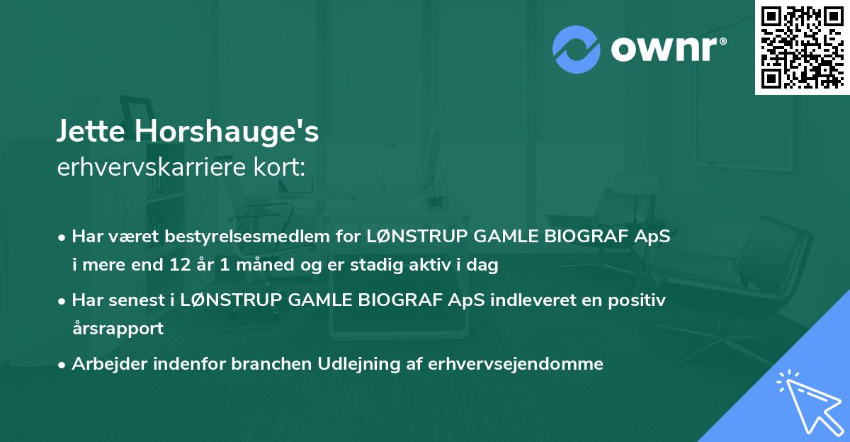 Jette Horshauge's erhvervskarriere kort