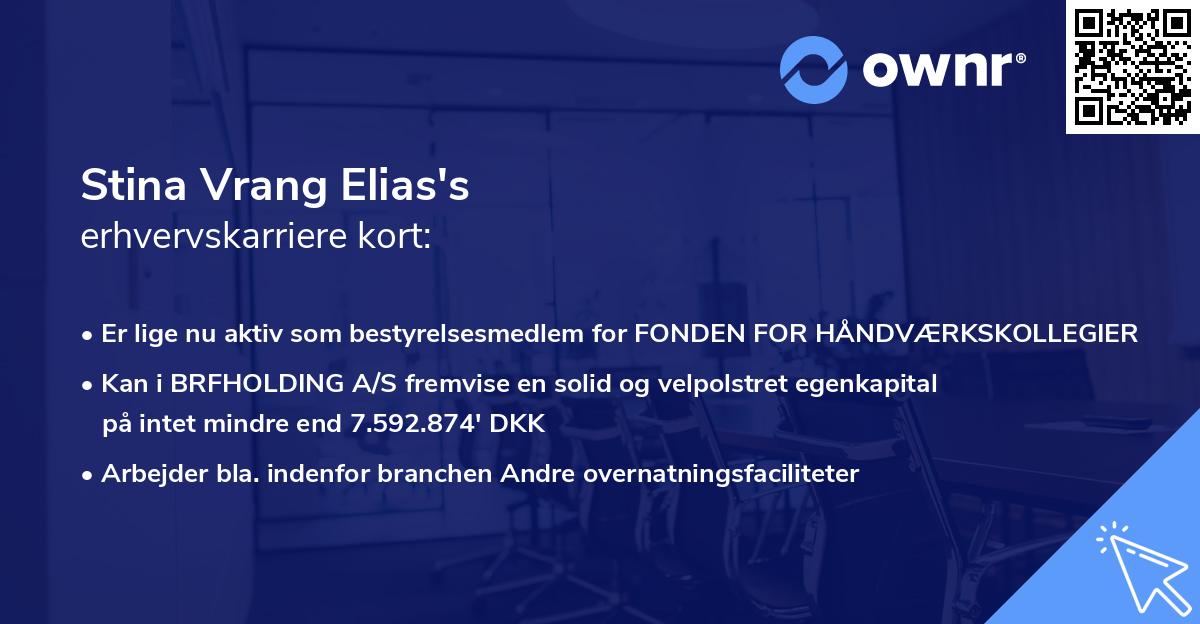 Stina Vrang Elias's erhvervskarriere kort
