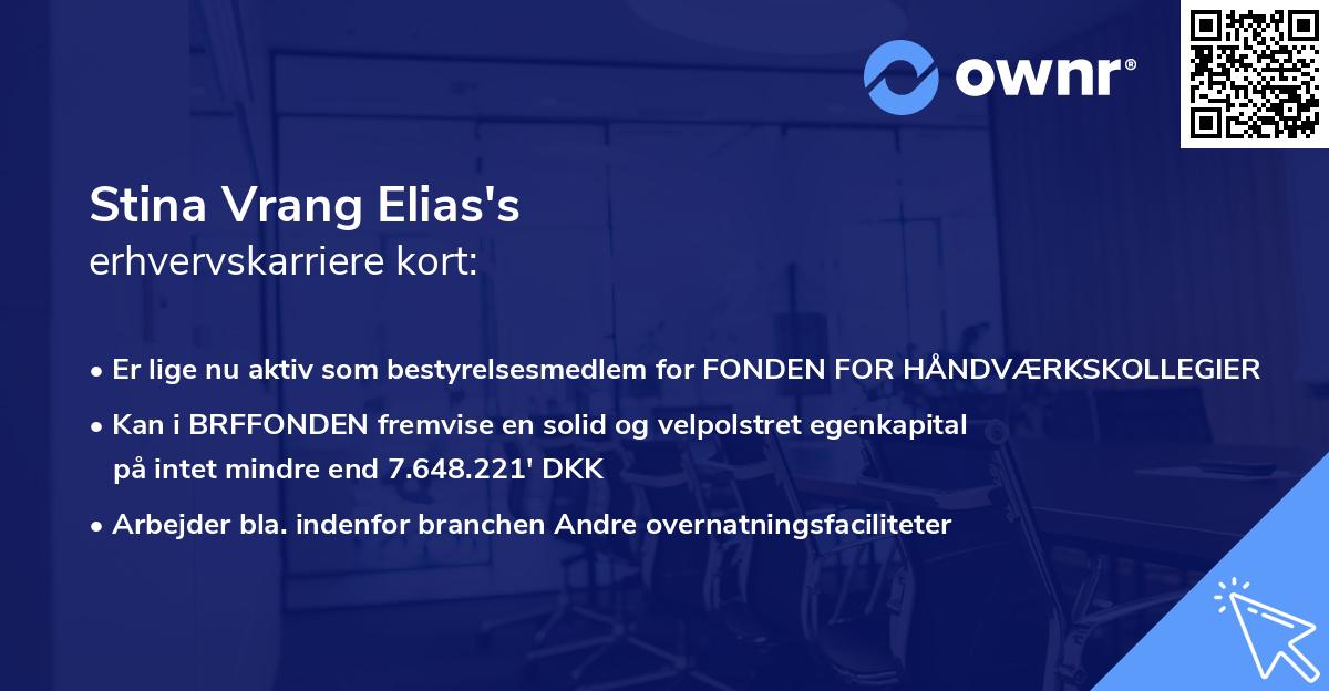 Stina Vrang Elias's erhvervskarriere kort