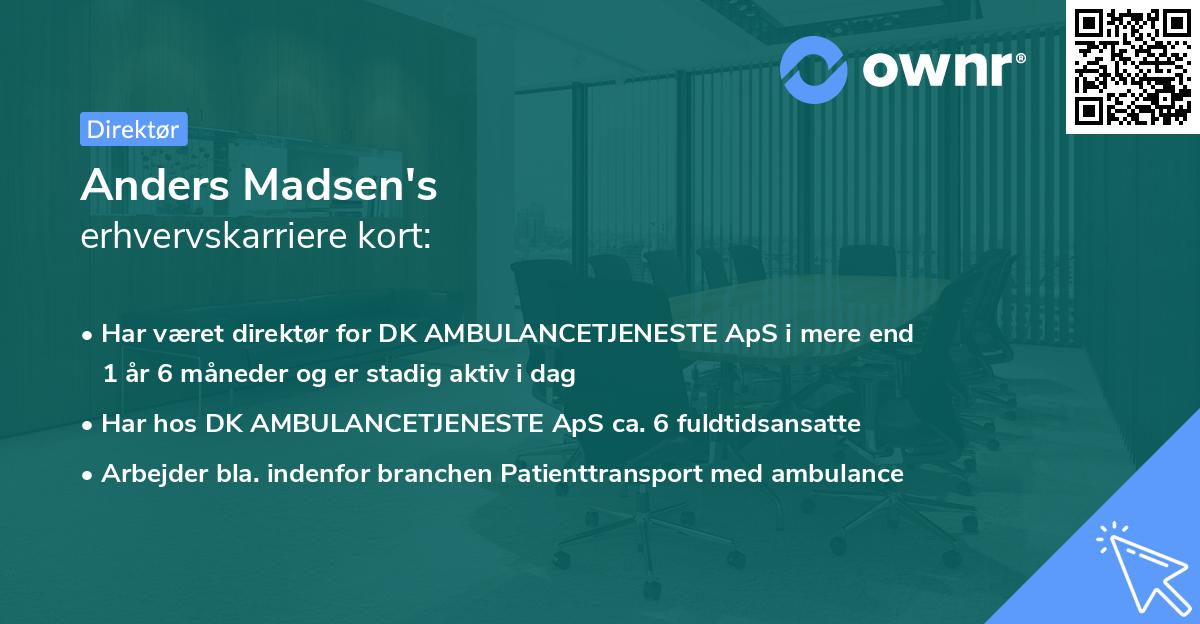 Anders Madsen's erhvervskarriere kort