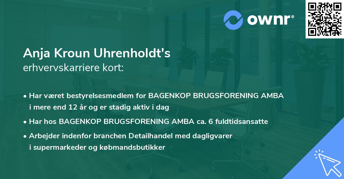 Anja Kroun Uhrenholdt's erhvervskarriere kort