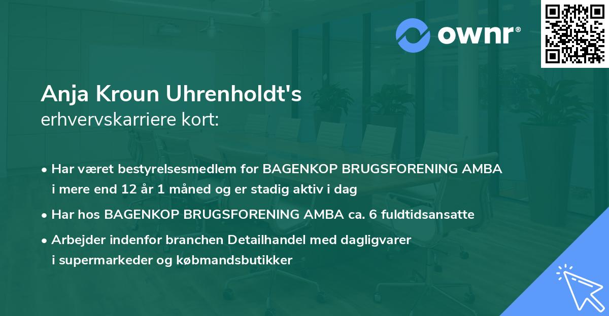 Anja Kroun Uhrenholdt's erhvervskarriere kort