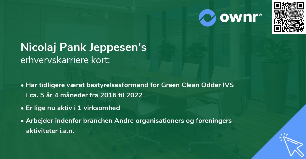 Nicolaj Pank Jeppesen's erhvervskarriere kort