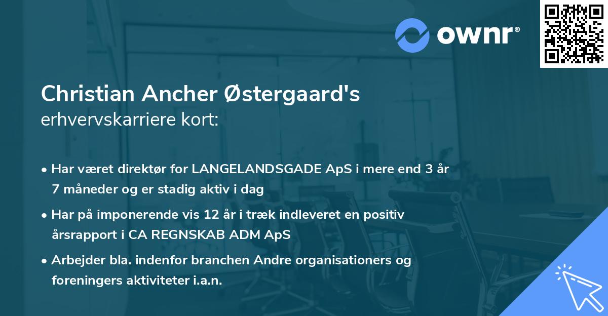 Christian Ancher Østergaard's erhvervskarriere kort
