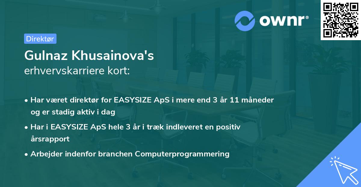 Gulnaz Khusainova's erhvervskarriere kort
