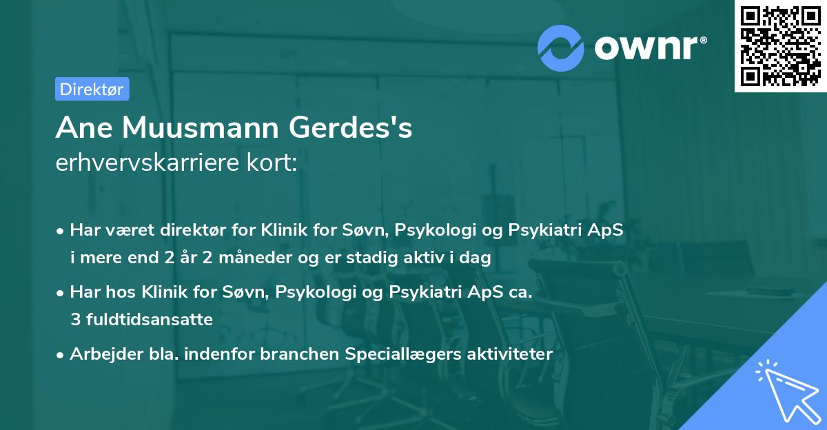 Ane Muusmann Gerdes's erhvervskarriere kort