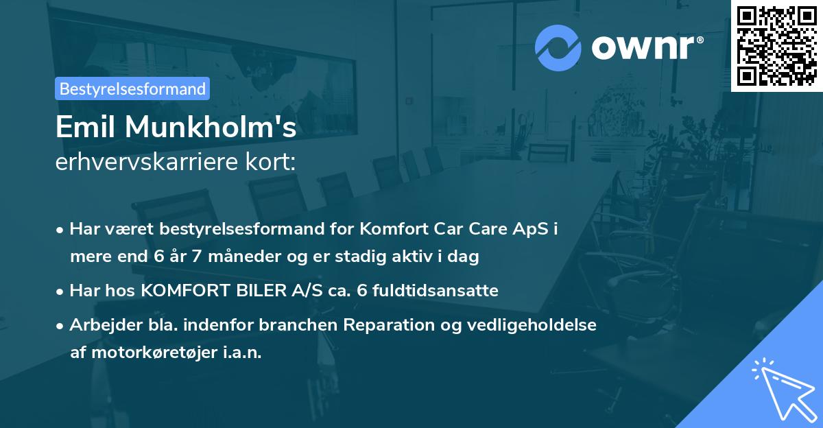 Emil Munkholm's erhvervskarriere kort