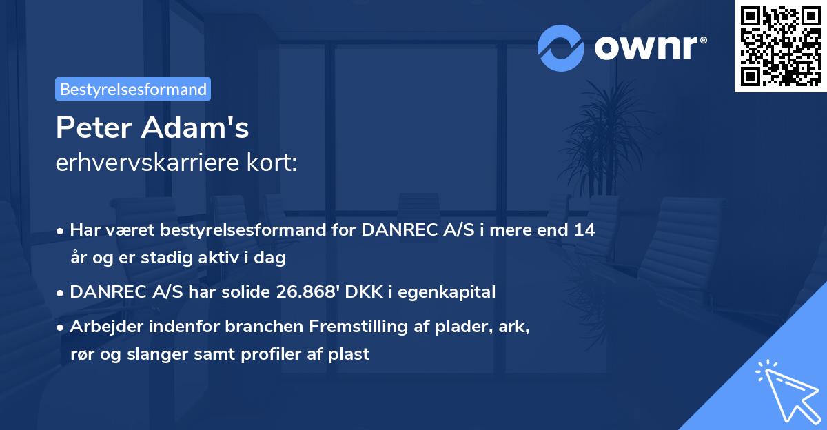Peter Adam's erhvervskarriere kort