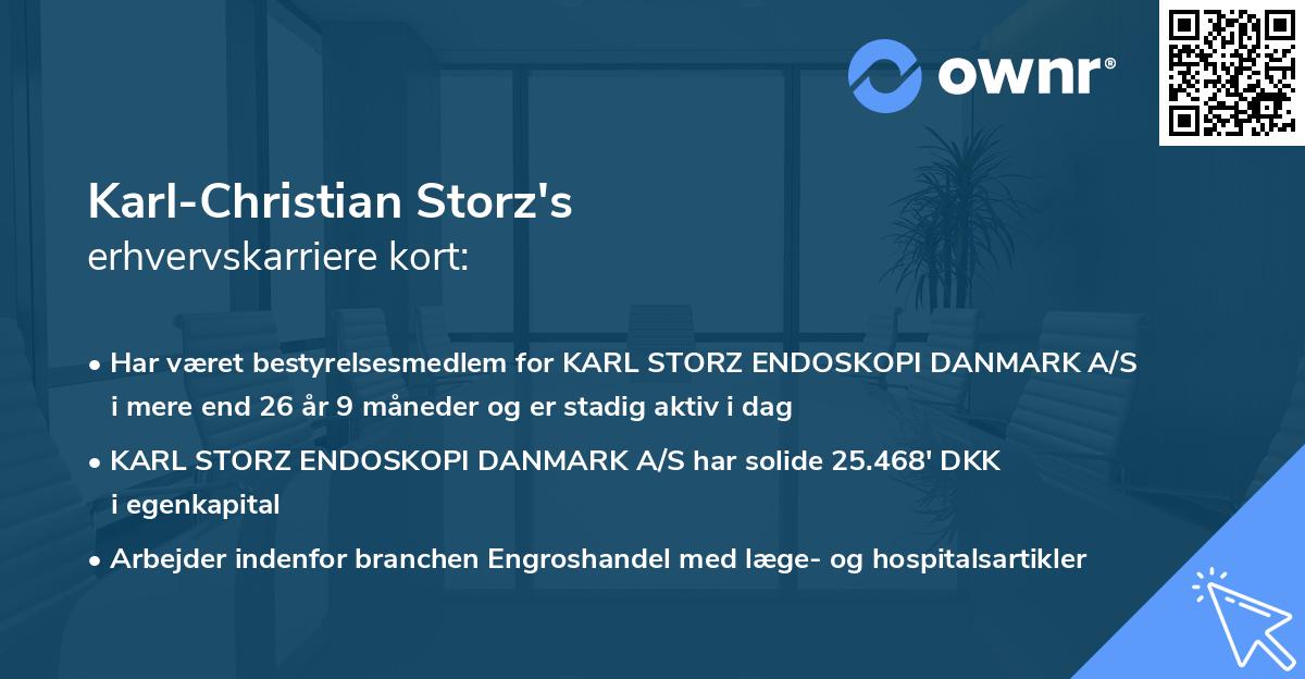 Karl-Christian Storz's erhvervskarriere kort