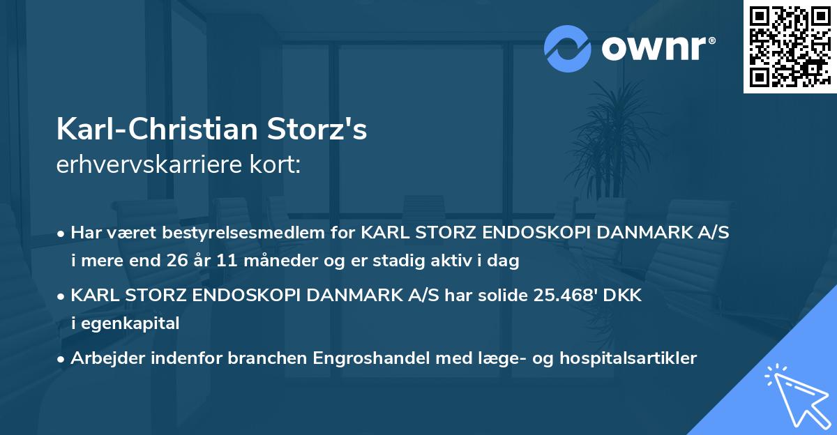 Karl-Christian Storz's erhvervskarriere kort