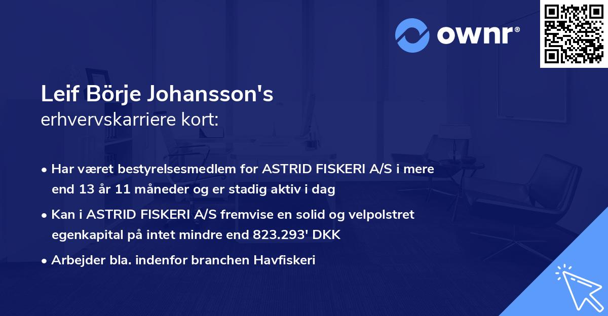 Leif Börje Johansson's erhvervskarriere kort