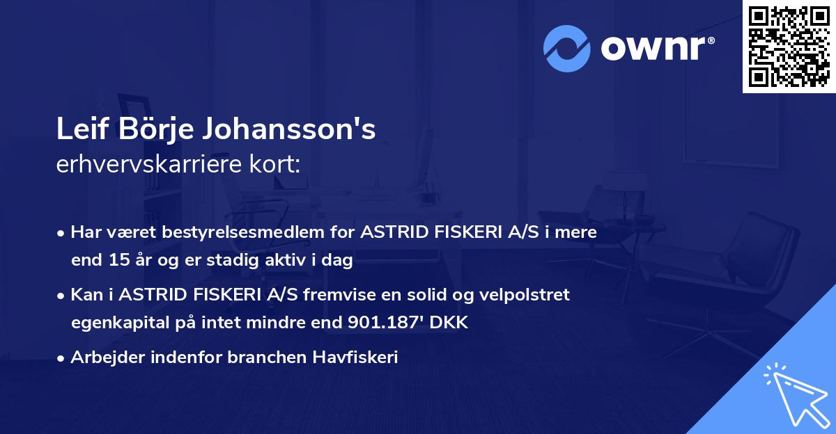 Leif Börje Johansson's erhvervskarriere kort