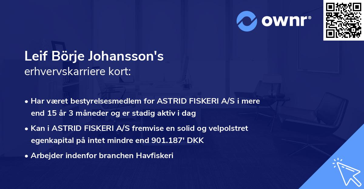 Leif Börje Johansson's erhvervskarriere kort