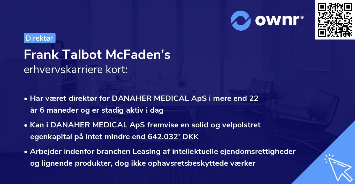 Frank Talbot McFaden's erhvervskarriere kort