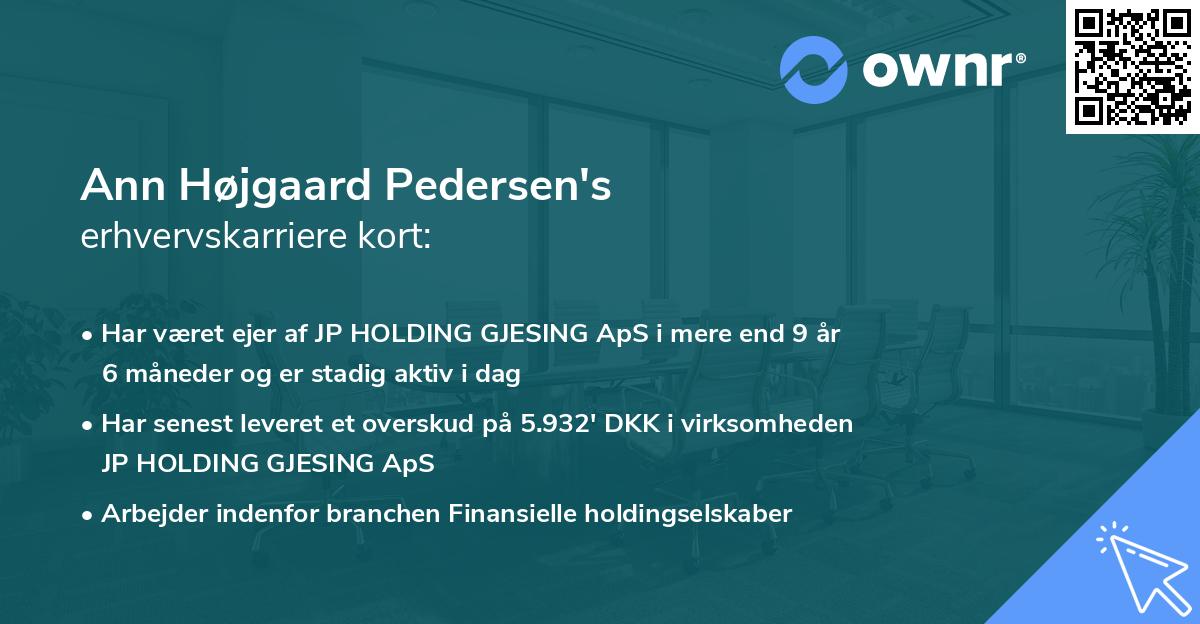Ann Højgaard Pedersen's erhvervskarriere kort