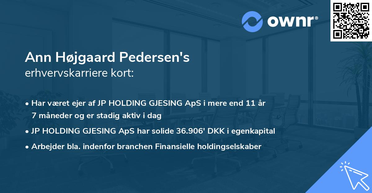 Ann Højgaard Pedersen's erhvervskarriere kort