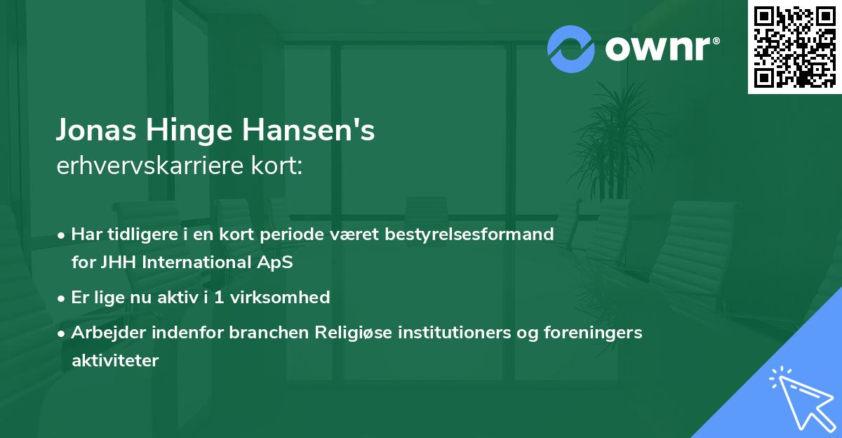 Jonas Hinge Hansen's erhvervskarriere kort