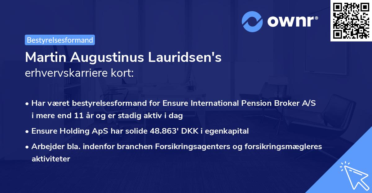 Martin Augustinus Lauridsen's erhvervskarriere kort