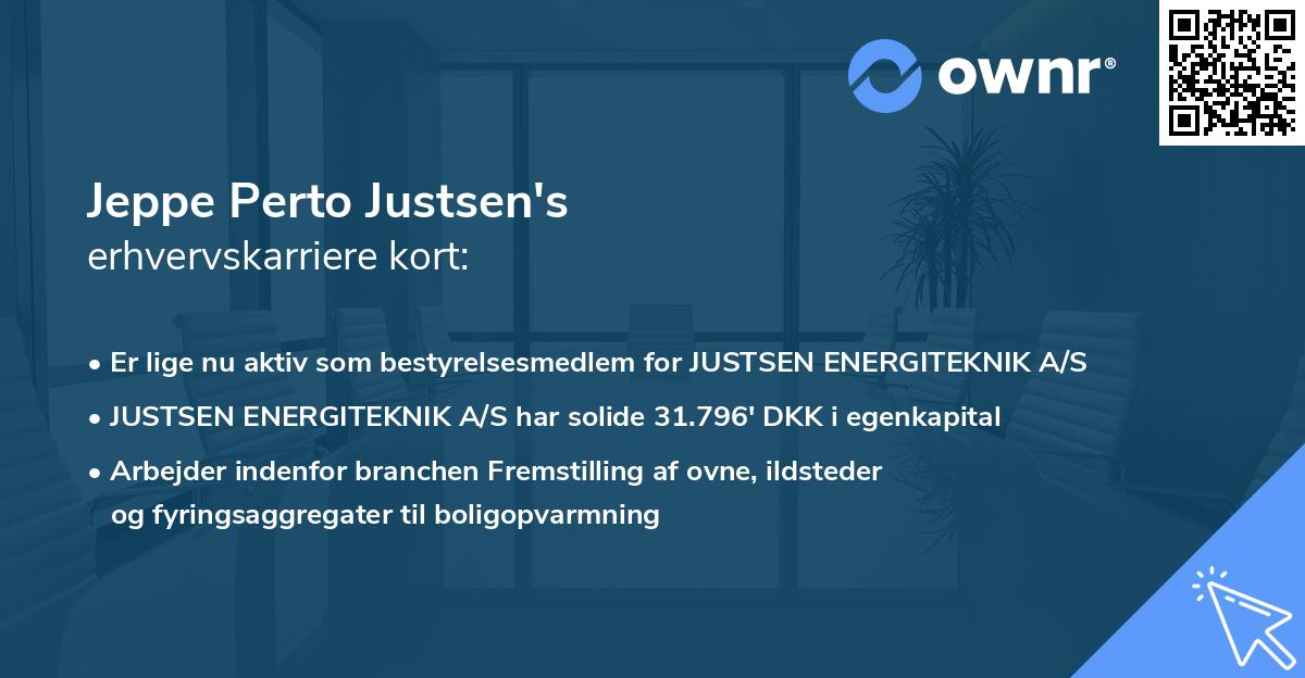 Jeppe Perto Justsen's erhvervskarriere kort