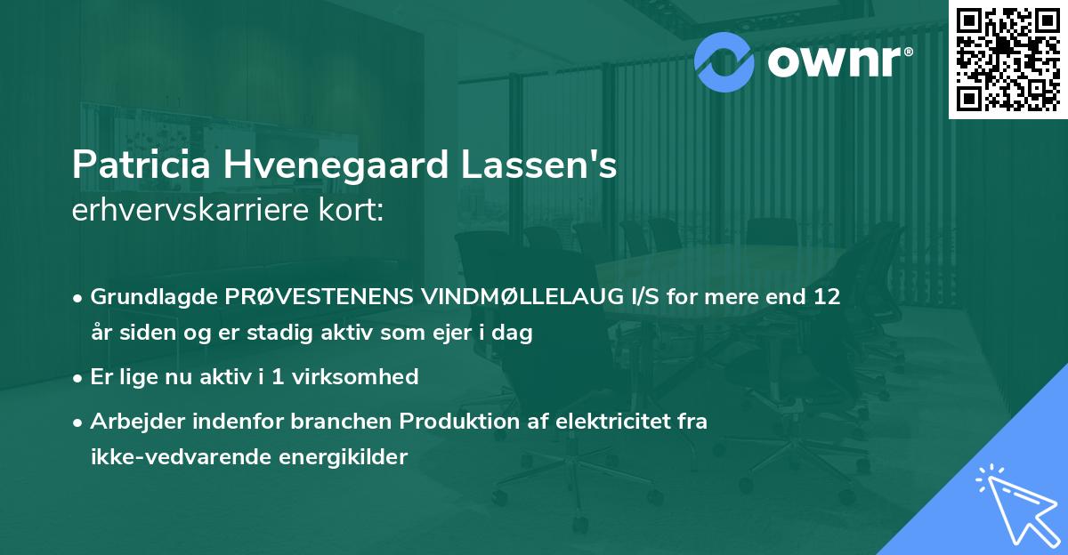 Patricia Hvenegaard Lassen's erhvervskarriere kort