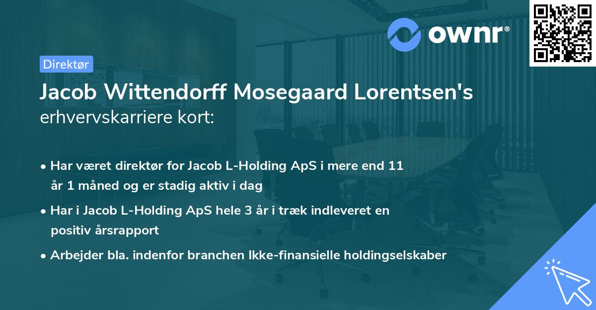 Jacob Wittendorff Mosegaard Lorentsen's erhvervskarriere kort