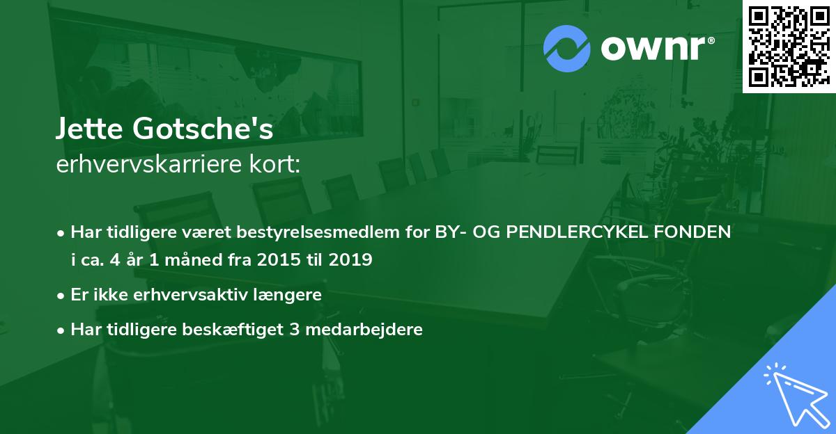 Jette Gotsche's erhvervskarriere kort