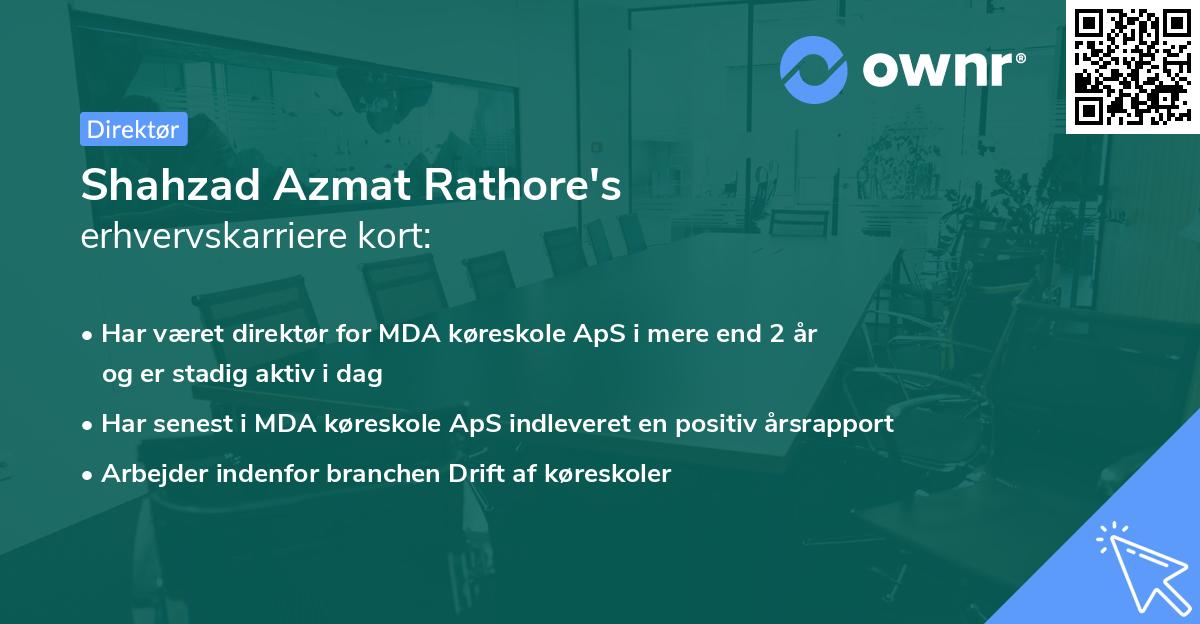 Shahzad Azmat Rathore's erhvervskarriere kort