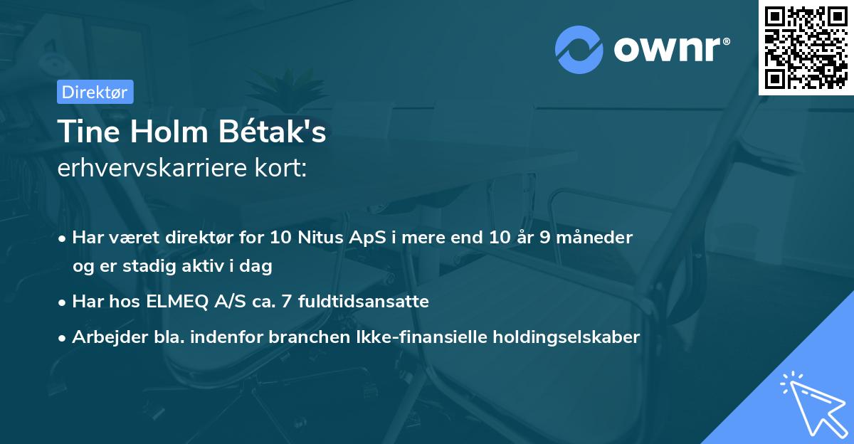 Tine Holm Bétak's erhvervskarriere kort