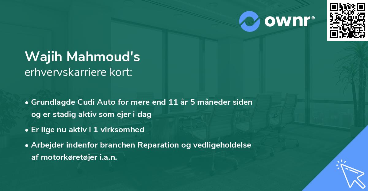 Wajih Mahmoud's erhvervskarriere kort