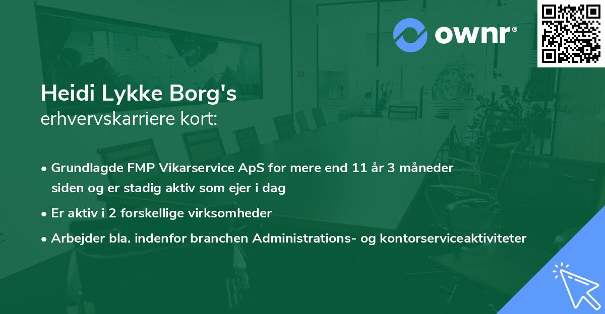 Heidi Lykke Borg's erhvervskarriere kort