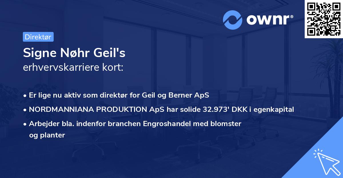 Signe Nøhr Geil's erhvervskarriere kort