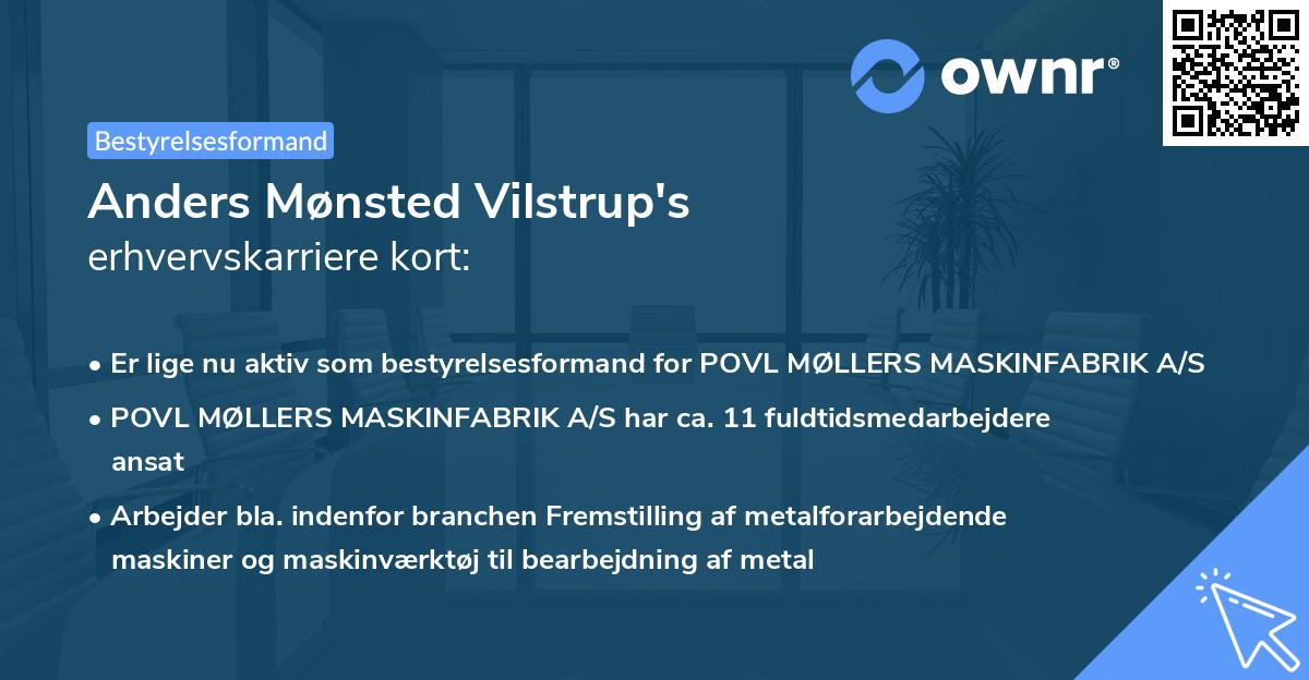 Anders Mønsted Vilstrup's erhvervskarriere kort