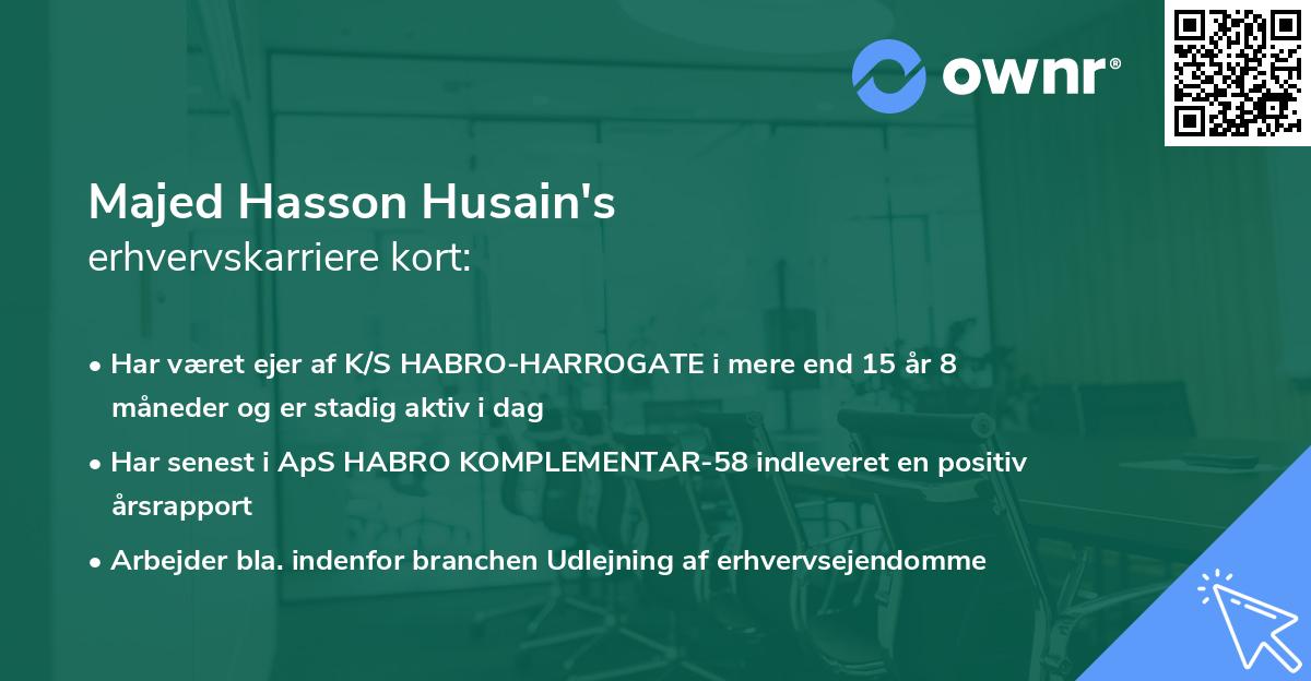 Majed Hasson Husain's erhvervskarriere kort