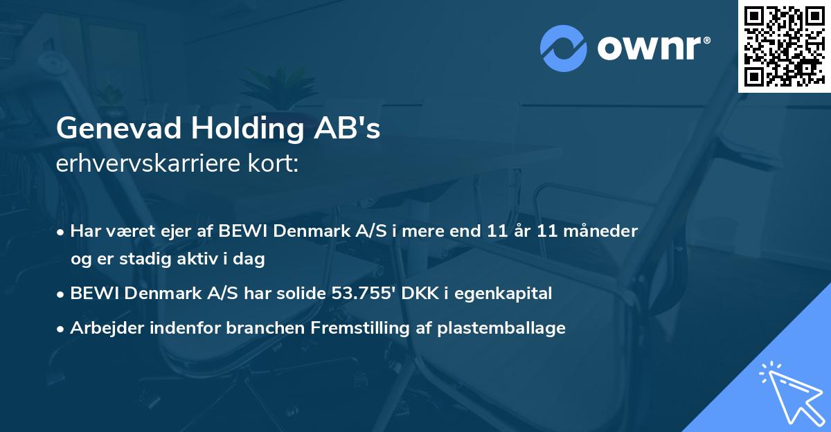 Genevad Holding AB's erhvervskarriere kort