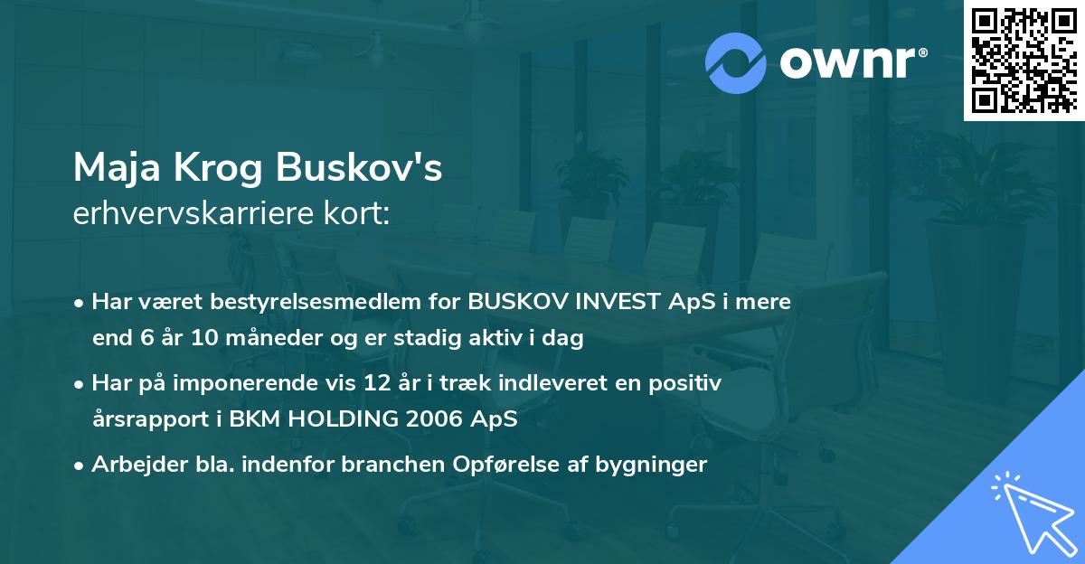 Maja Krog Buskov's erhvervskarriere kort