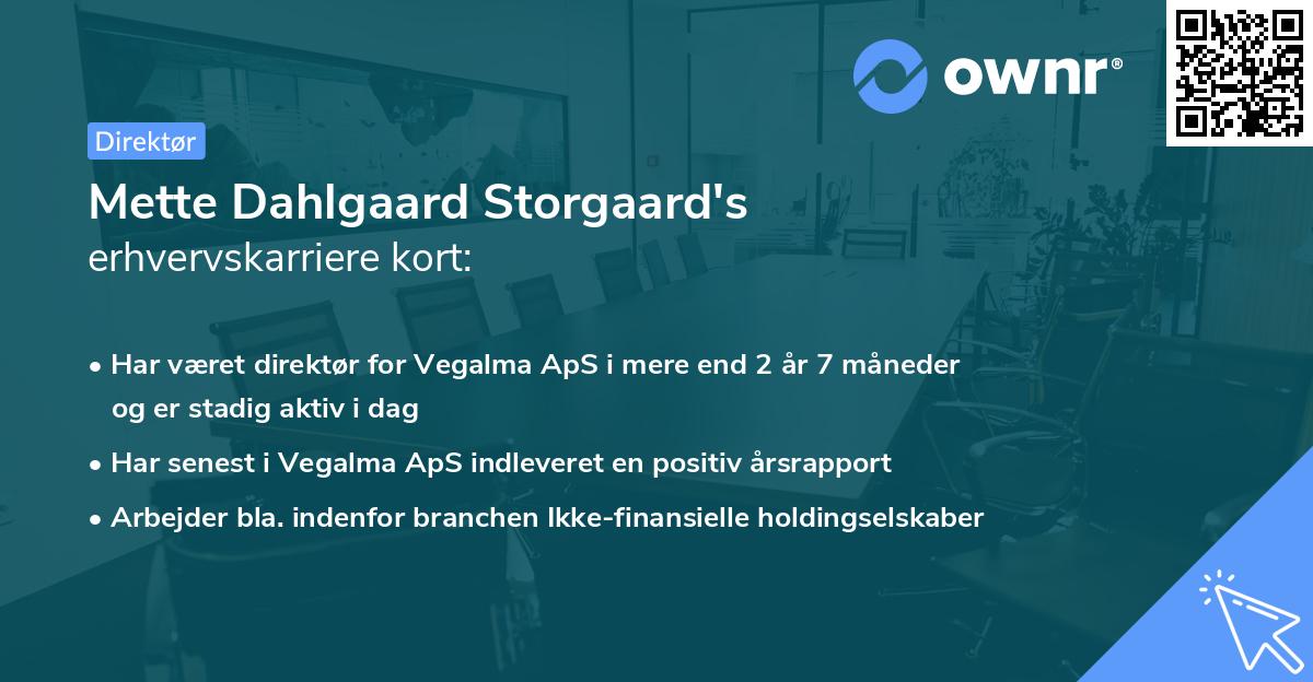 Mette Dahlgaard Storgaard's erhvervskarriere kort