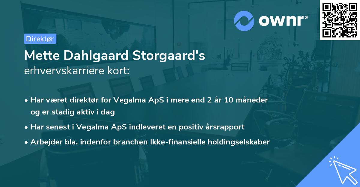 Mette Dahlgaard Storgaard's erhvervskarriere kort