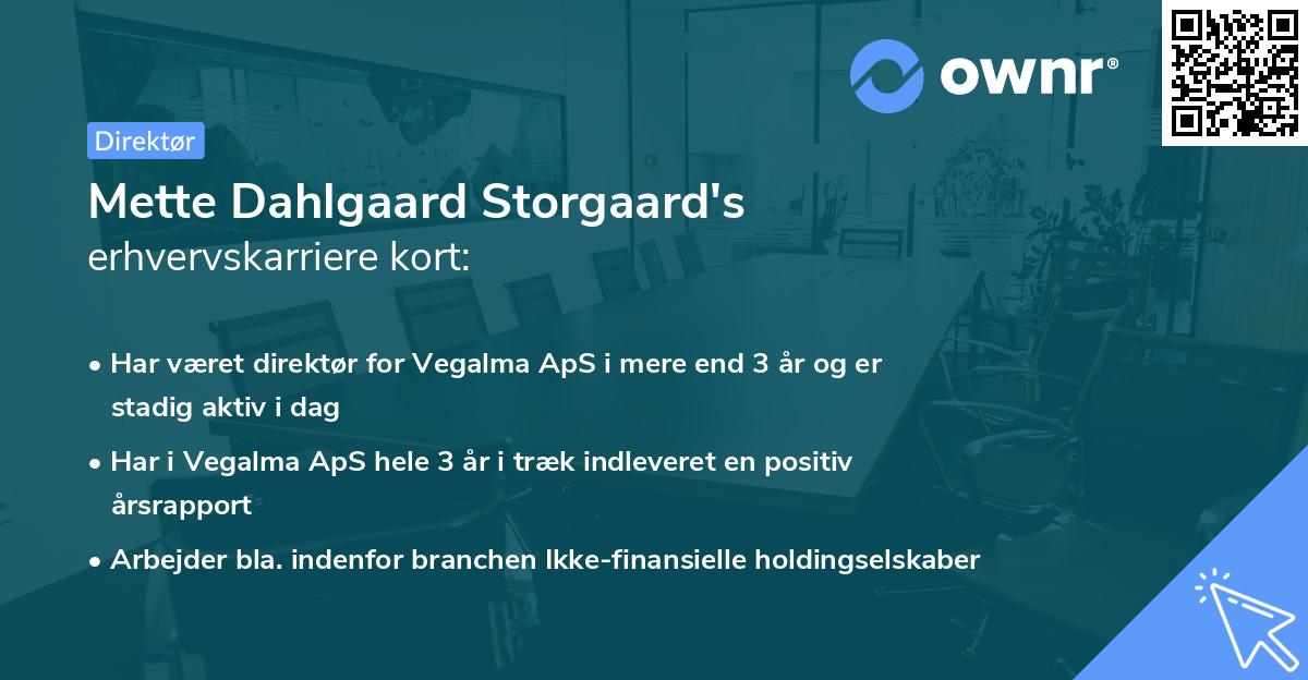 Mette Dahlgaard Storgaard's erhvervskarriere kort