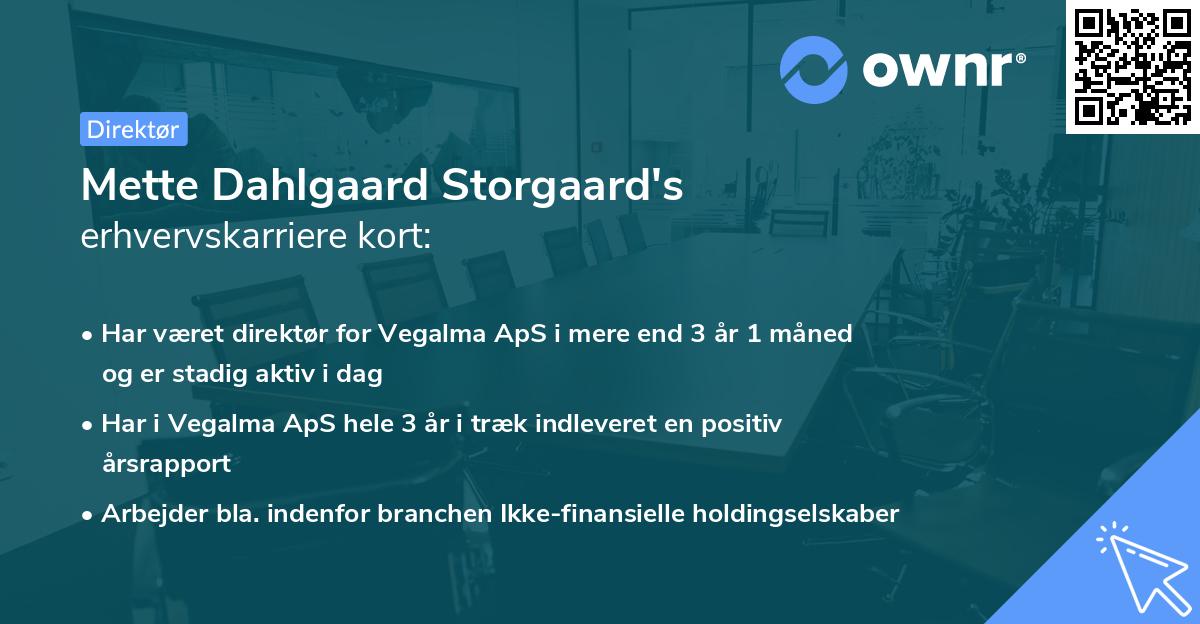 Mette Dahlgaard Storgaard's erhvervskarriere kort