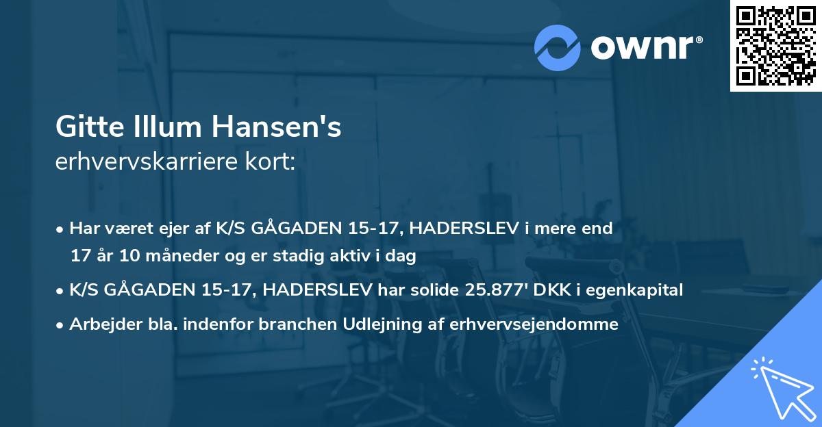 Gitte Illum Hansen's erhvervskarriere kort