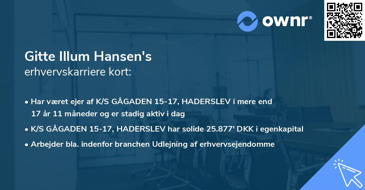 Gitte Illum Hansen's erhvervskarriere kort