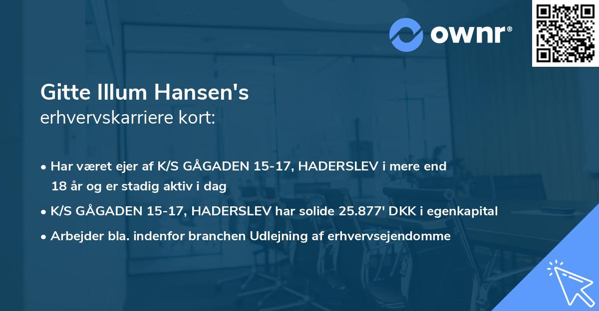 Gitte Illum Hansen's erhvervskarriere kort