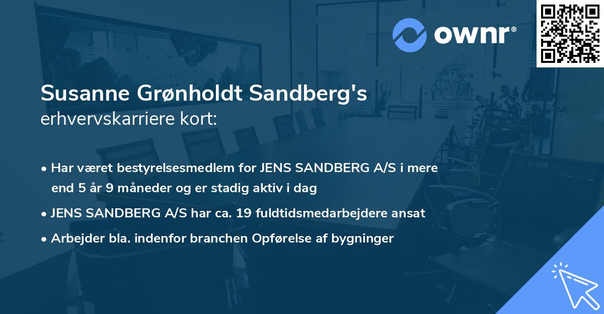 Susanne Grønholdt Sandberg's erhvervskarriere kort