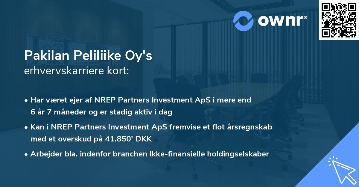 Pakilan Peliliike Oy's erhvervskarriere kort