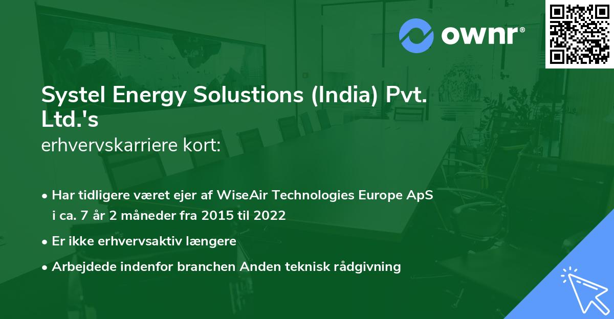 Systel Energy Solustions (India) Pvt. Ltd.'s erhvervskarriere kort